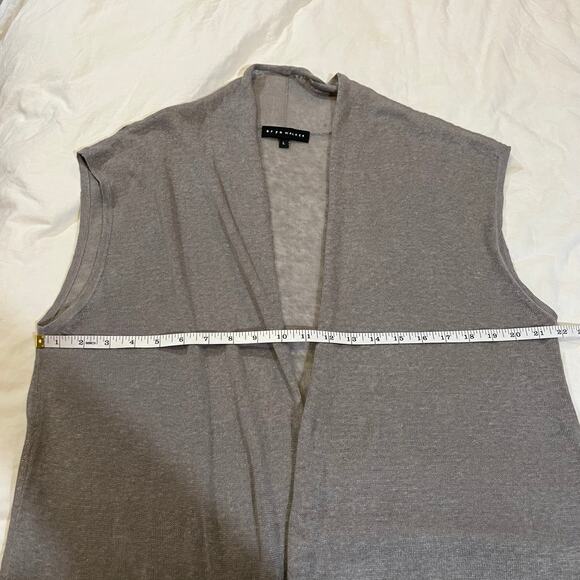 Bryn Walker Linen Draped Open Front Vest size L Taupe Gray Beige Greige - Picture 7 of 11